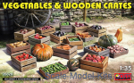 Vegetables & wooden crates