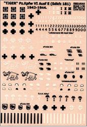 PRS001-35 Tiger Pz.Kpfw VI Ausf E(Sdkfz 181)1942-1944, dry decal