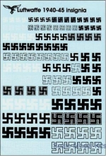 PRS48-007 Luftwaffe swastikas 1940-45, scale 1/72-1/48