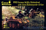 CMH096 WWII German Sd.Kfz.2 Kettenkrad with 8.8cm Raketenwerfer 43 Gun and crew