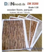 DAN35268 Paper material for dioramas. Wooden floors. Parquet, 6 pieces: 180x125 mm