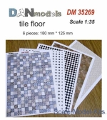 DAN35269 Paper material for dioramas. Tile floor, 6 pieces: 180x125 mm