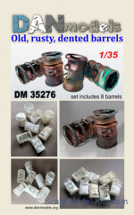 Accessories for diorama. Old, rusty, dented barrels 8 pcs