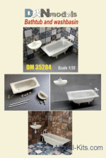 Accessories for diorama. Bathtub & washbasin 2 pcs