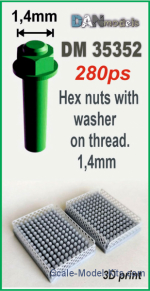 DAN35352 Hex nuts with washeron thread 1.4mm, 280 pcs