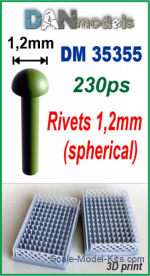 DAN35355 Rivets 1.2mm (spherical), 230 pcs