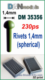 DAN35356 Rivets 1.4mm (spherical), 230 pcs