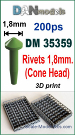 DAN35359 Rivets 1.8mm (Cone head), 200 pcs
