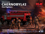 Chernobyl #2. Fire Fighters (AC-40-137A firetruck & 4 figures & diorama base with background)