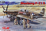 Fighters: Mustang P-51B WWII USAF fighter + Pilots and Technics, ICM, Scale 1:48