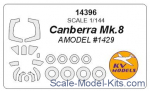 KVM14396 Mask 1/144 for Canberra Mk.8 and wheels masks (AMODEL)