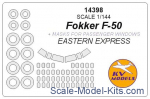 KVM14398 Mask 1/144 for passenger windows F-50 and wheels masks (Eastern Express)