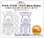 KVM48031-01 Mask 1/48 for P-61A/P-61B /P-61C Black Widow (Double sided) + wheels masks (Hobby Boss)