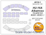 KVM48116-01 Mask 1/48 for  HU-16A Albatross (Double sided), Trumpeter kit