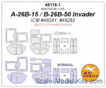 KVM48118-01 Mask 1/48 for A-26B-15/B-26B-50 Invader (Double sided) + wheels masks (ICM)