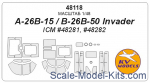 KVM48118 Mask 1/48 for A-26B-15/B-26B-50 Invader + wheels masks (ICM)