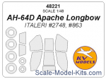 KVM48221 Mask 1/48 for AH-64D Apache Longbow + wheels masks (Italeri)