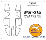 Decals / Mask: Mask for MiG-31 (ICM), KV Models, Scale 1:72