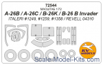 KVM72544 Mask 1/72 for A-26B/A-26C/B-26K/B-26 B Invader + wheels masks (Italeri, REVELL)