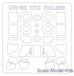 Decals / Mask: Mask for UH-60 Black Hawk/UH 60 Desert Hawk/UH 60A and wheels masks (Italeri/Revell), KV Models, Scale 1:72