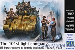 MB35164 101th light company. US Paratroopers and British Tankman, France, 1944