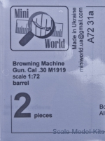 MINI7231a Browning Machine Gun. Cal .30 barrel (2 pieces)