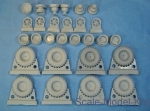 Detailing set: Set of wheels, front and rear hubs, 8 pcs. YA-190 tyres for KrAZ-214 (Roden model kit), Northstar Models, Scale 1:35