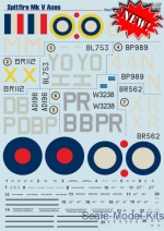 Decals / Mask: Decal for Spitfire Mk V Aces, part 2, Print Scale, Scale 1:48