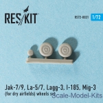 Wheels set for Yak-7/9, La-5/7, Lagg-3, I-185, Mig-3 (for dry airfields) (1/72)