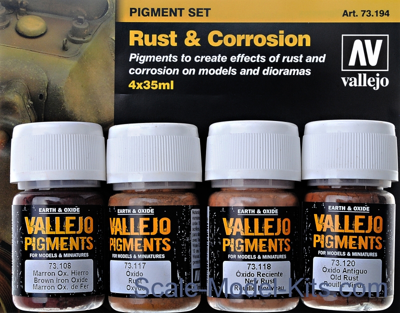 Vallejo Pigments set Rust & Corrosion, 4 pcs plastic scale model