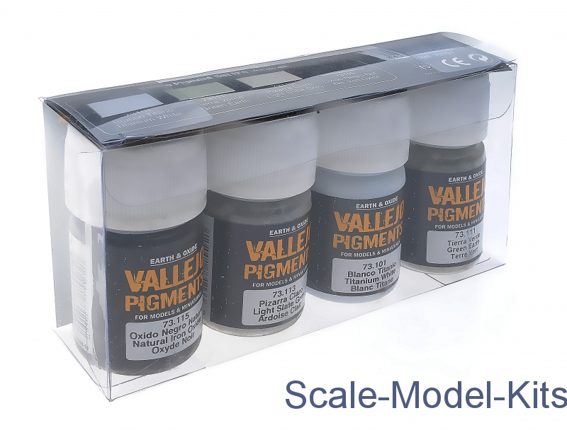 Vallejo Pigments set 4 Snow, Soot, Ashes, Industrial Grime plastic